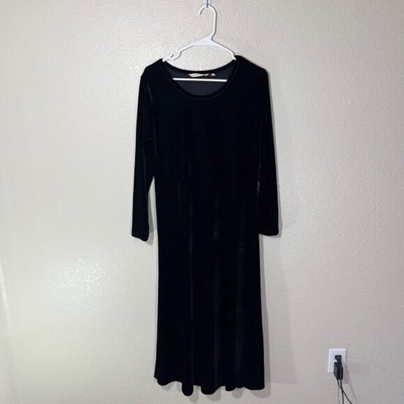 Soft Surroundings Dress Womens Petite Small PS Velvet Maxi Black Long Sleeve - Picture 1 of 4